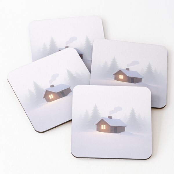 Item preview, Silent Nordic Cabin in Fog – Minimal Scandinavian Morning Scene designed and sold by Fernova.