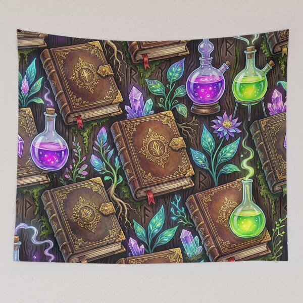 Item preview, Alchemist’s Greenhouse Pattern - Potions, Spellbooks & Crystals designed and sold by SavinMercantile.