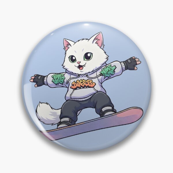 Item preview, Cat Snowboarding Streetwear IWhite fluffy cat landing a perfect snowboard jump, designed and sold by Uglyandcute.
