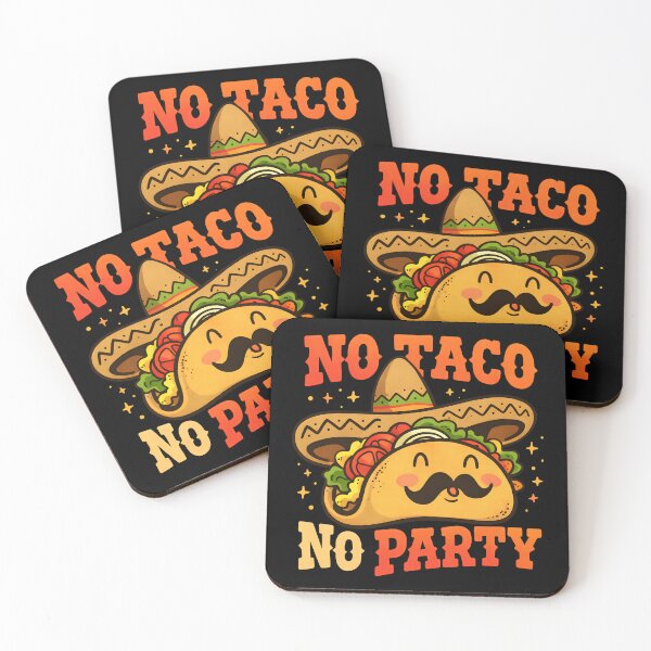 Item preview, No Taco No Party Funny Mexican Food Taco Mustache Sombrero Streetwear Art designed and sold by DrawHandArt.