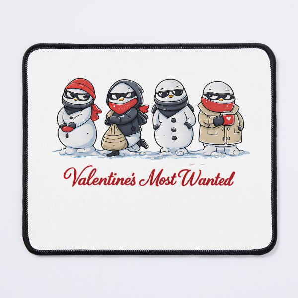 Item preview, funny valentines day most wanted, valentines gang, cute snowwomen designed and sold by HoneyVibe.
