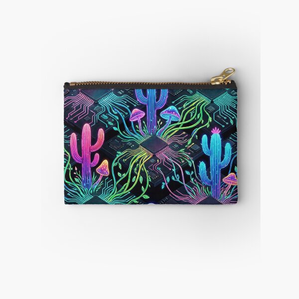 Item preview, Cyberpunk Bio-Dome Pattern - Neon Cacti & Circuit Boards designed and sold by SavinMercantile.
