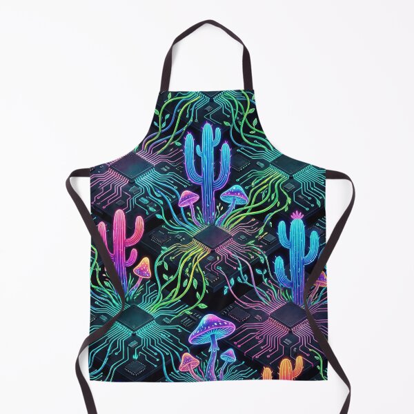 Item preview, Cyberpunk Bio-Dome Pattern - Neon Cacti & Circuit Boards designed and sold by SavinMercantile.