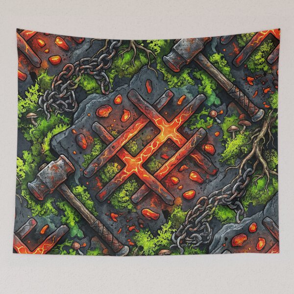 Item preview, Dwarven Forge Pattern - Molten Runes, Hammers & Moss designed and sold by SavinMercantile.