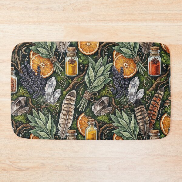 Item preview, Hedge Witch Forager Pattern - Sage, Crystals & Feathers designed and sold by SavinMercantile.