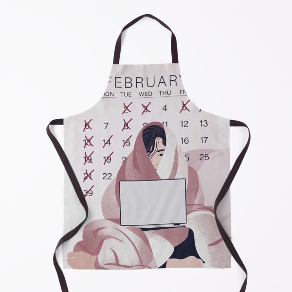 Item preview, “February Cozy Planner Girl Illustration – Pink Aesthetic Calendar Art” designed and sold by BlueYasmine.