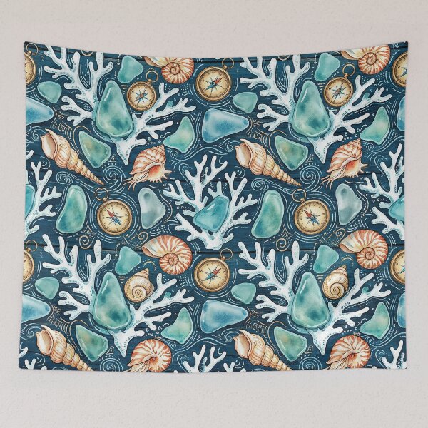 Item preview, Sea Glass & Coral Pattern - Nautical Oceanographer Aesthetic designed and sold by SavinMercantile.
