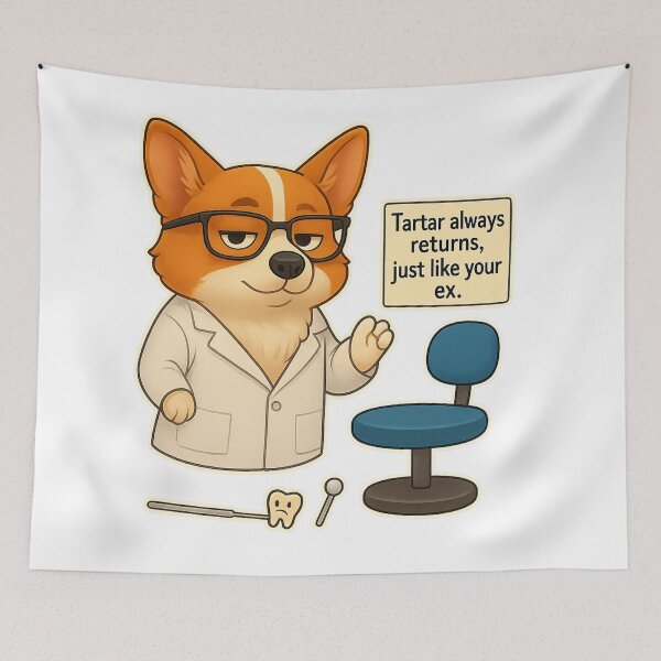 Item preview, Funny Dentist Corgi – Dental Hygiene & Orthodontics Humor designed and sold by @majovegana.