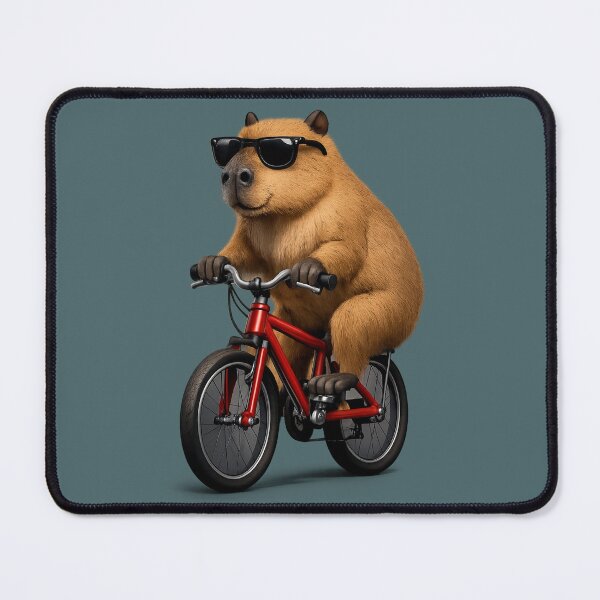 Item preview, Cool Capybara Riding a Bicycle with Sunglasses – Funny Animal Art designed and sold by @majovegana.