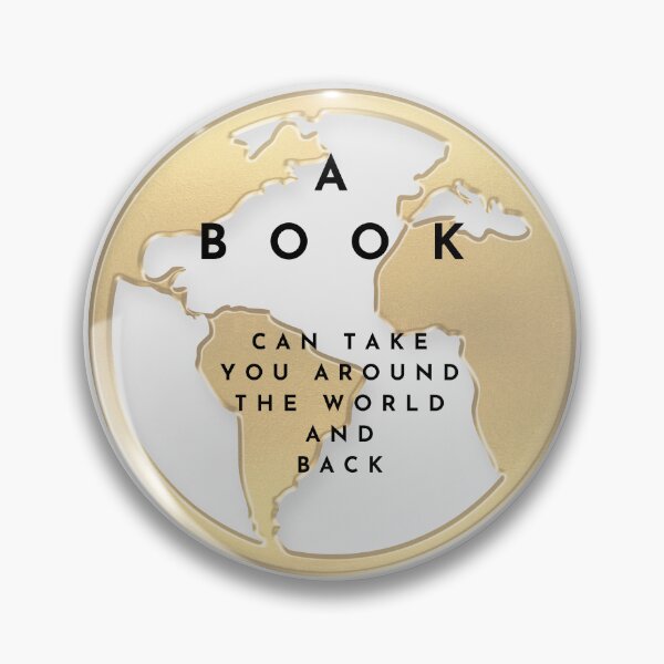 Item preview, Gold World Book Quote – “A Book Can Take You Around the World and Back”  designed and sold by digitalbitcraft.