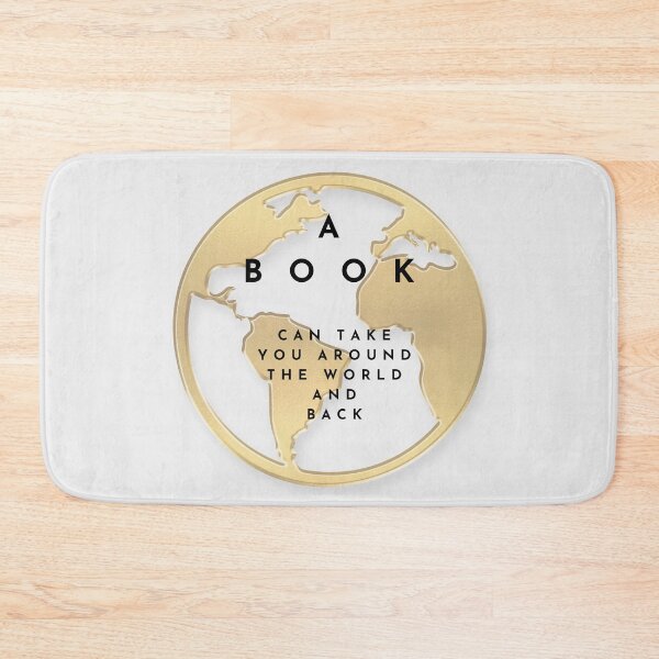 Item preview, Gold World Book Quote – “A Book Can Take You Around the World and Back”  designed and sold by digitalbitcraft.