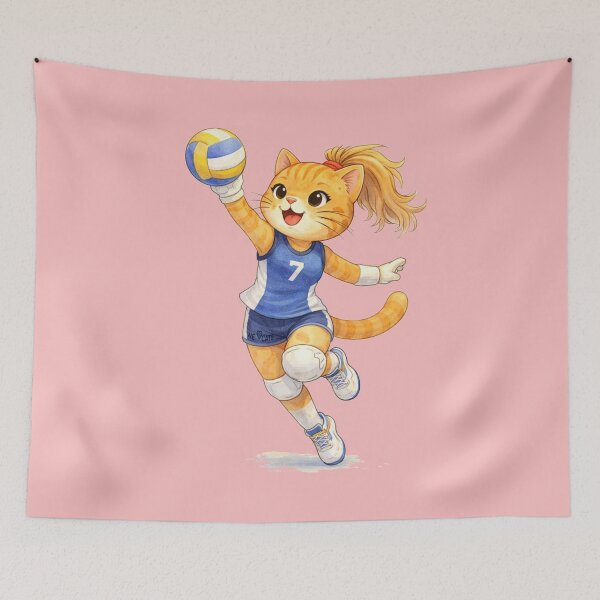 Item preview, Cute Volleyball Cat Champion – Watercolor Sports Illustration designed and sold by WeLoveCatss.