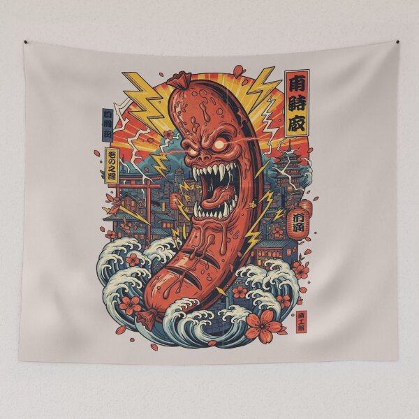 Item preview,  Hot Dog Kaiju – Japanese Monster Food Art Illustration designed and sold by The True American.