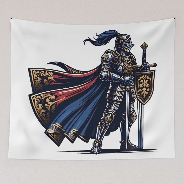 Item preview, Medieval Knight Guardian Shield Sword Heraldic Art designed and sold by DrawDrip.