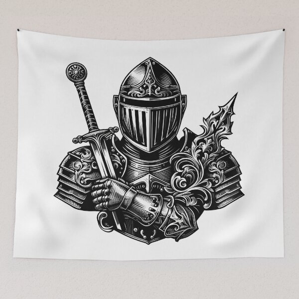 Item preview, Medieval Knight Armor Sword Mace Warrior Art designed and sold by DrawDrip.