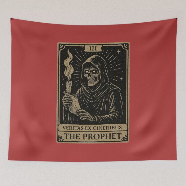 Item preview, The Prophet Tarot Card – Skeleton Hooded Figure | Gothic Occult Dark Illustration designed and sold by Youpiworld.