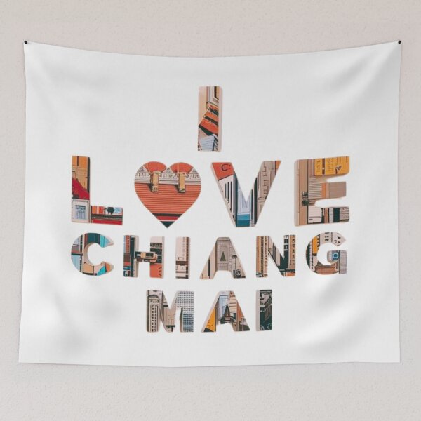 Item preview, I Love Chiang Mai Thailand Travel Collage Art designed and sold by RDproject.