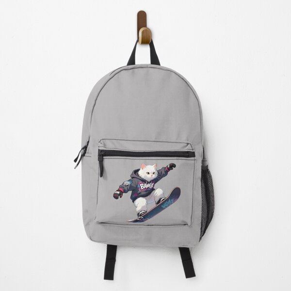Item preview, Cat Snowboarding Streetwear IWhite fluffy cat landing a perfect snowboard jump, designed and sold by Uglyandcute.