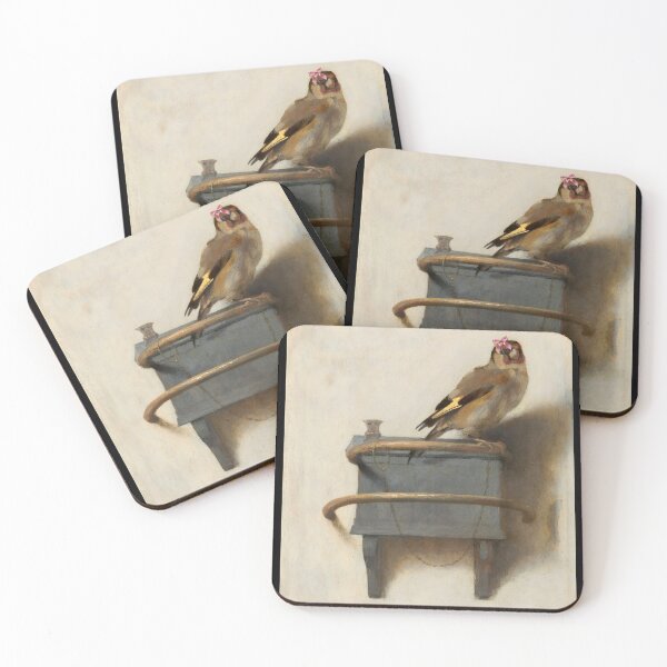 Item preview, Coquette Goldfinch - Carel Fabritius Art Parody with Pink Bow designed and sold by Open Canvas.