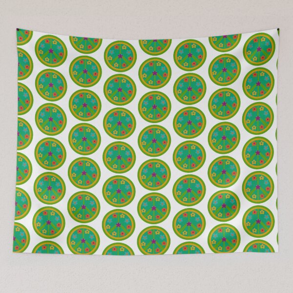 Item preview, retro green groovy peace sign and flowers designed and sold by radgoodies.