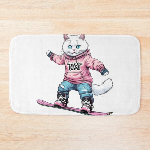 Item preview, Cat Snowboarding Streetwear IWhite fluffy cat landing a perfect snowboard jump, designed and sold by Uglyandcute.