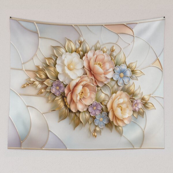 Item preview, Stained Glass Floral Bouquet Art – Elegant Vintage Botanical Window Illustration designed and sold by TSOL5.