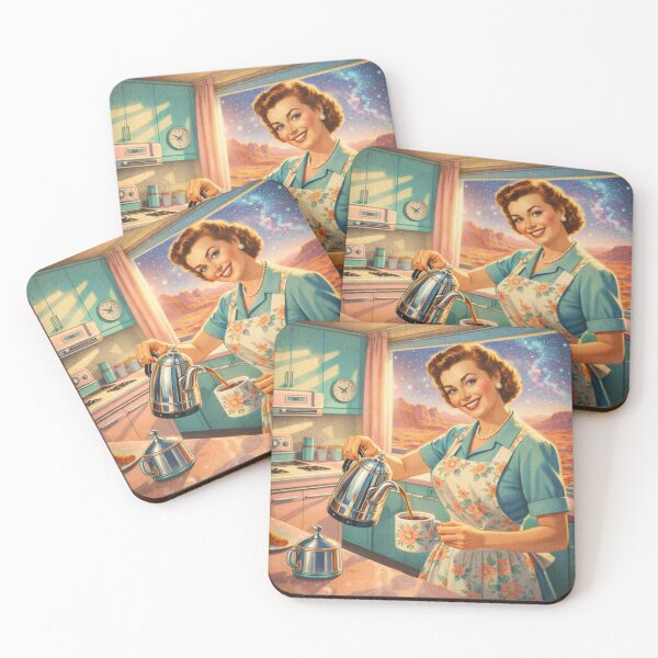 Item preview, Retro Future Housewife Coffee on Mars – 1950s Atomic Age Kitchen Art designed and sold by JY33.