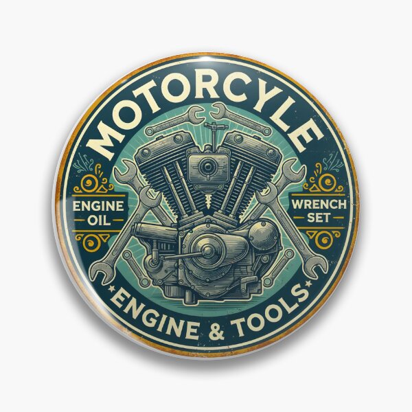 Item preview, AN OLD ROUND TIN SIGN WITH MOTOR AND WRENCHES designed and sold by infinitearte.