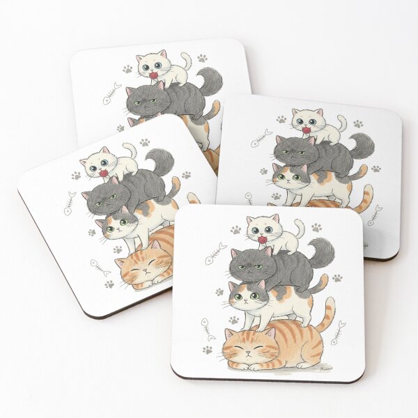 Item preview, Four Cats Stacked Kawaii Style designed and sold by Opps-diseño.