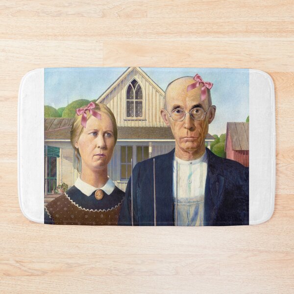 Item preview, Coquette American Gothic - Grant Wood Art Parody with Pink Bows designed and sold by Open Canvas.
