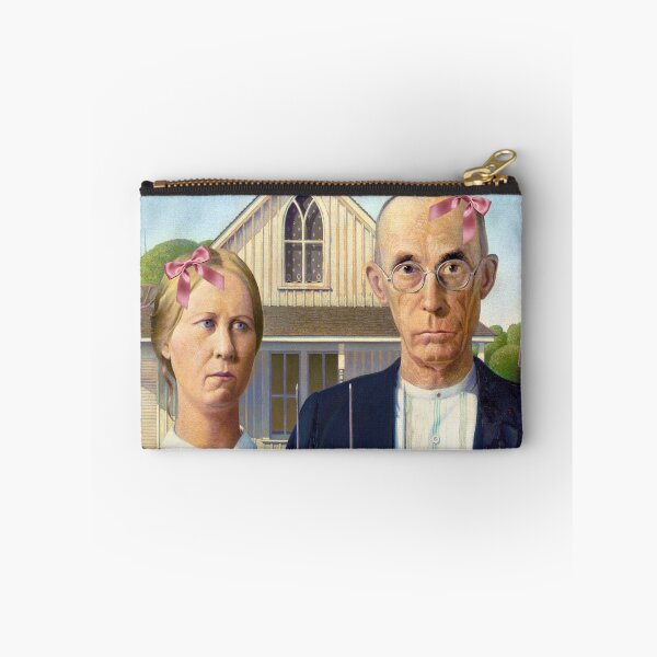 Item preview, Coquette American Gothic - Grant Wood Art Parody with Pink Bows designed and sold by Open Canvas.