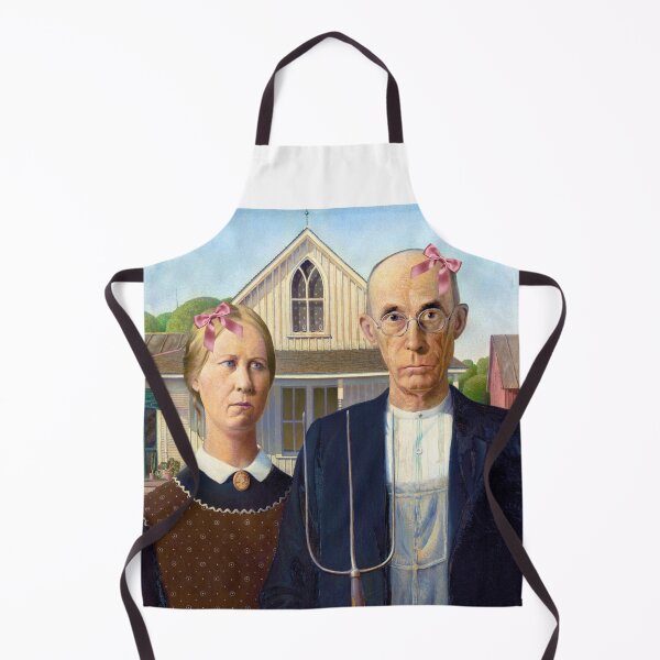 Item preview, Coquette American Gothic - Grant Wood Art Parody with Pink Bows designed and sold by Open Canvas.