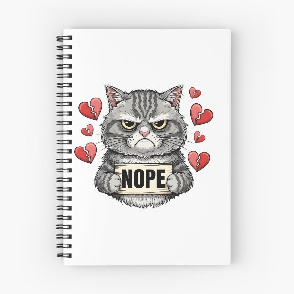 Item preview, Grumpy Cat "NOPE" Sign - Funny Anti-Valentine's Day Broken Heart Art designed and sold by Latikshop.