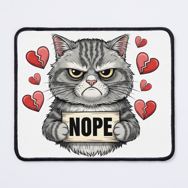 Item preview, Grumpy Cat "NOPE" Sign - Funny Anti-Valentine's Day Broken Heart Art designed and sold by Latikshop.