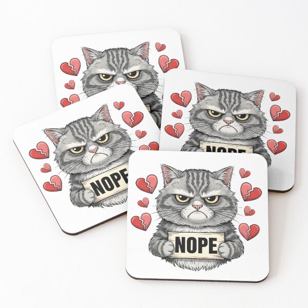 Item preview, Grumpy Cat "NOPE" Sign - Funny Anti-Valentine's Day Broken Heart Art designed and sold by Latikshop.