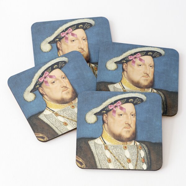Item preview, Coquette Henry VIII - Holbein Tudor Art Parody with Pink Bow designed and sold by Open Canvas.
