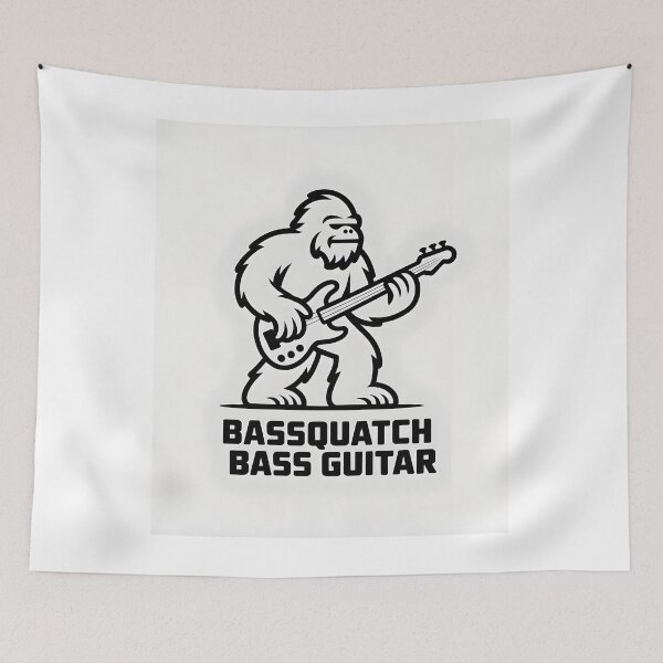 Item preview, Minimal Bassquatch Bass Guitar Line Art designed and sold by Viktorio Art Shop.