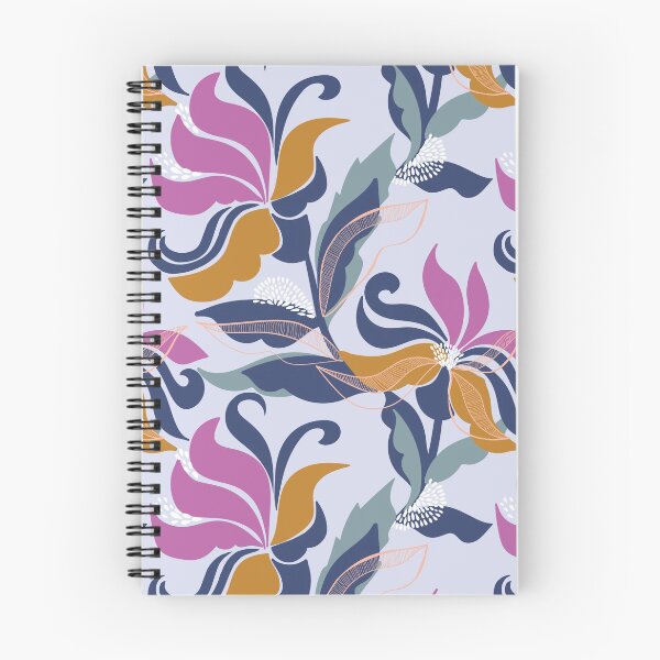 Aperçu de l'œuvre Motif floral audacieux et contemporain sur une base mauve créée et vendue par Pattern-Design.