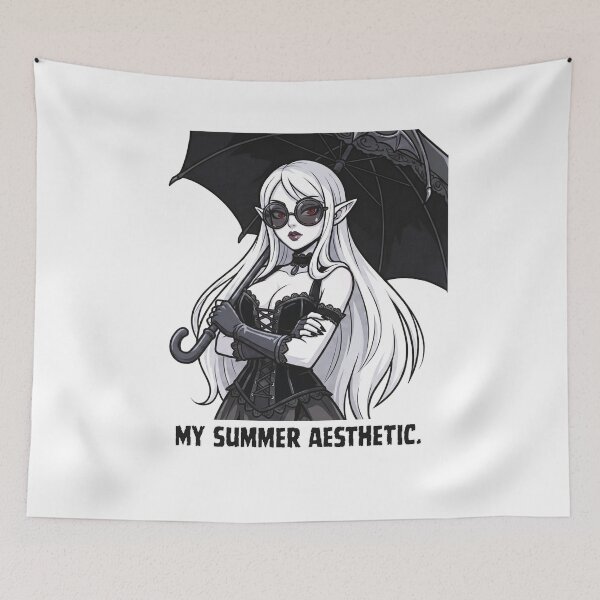 Item preview, My Summer Aesthetic: Goth Vampire Girl with Umbrella designed and sold by SkinnyFlatWhite.