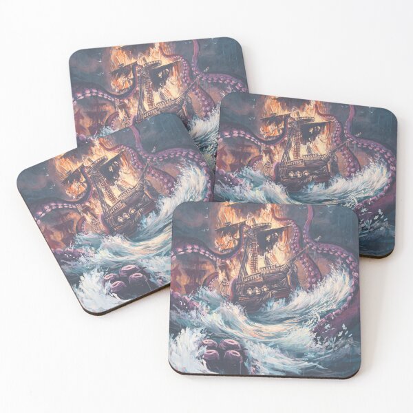 Item preview, Battle at Sea pirate ship kraken  designed and sold by Byearion.