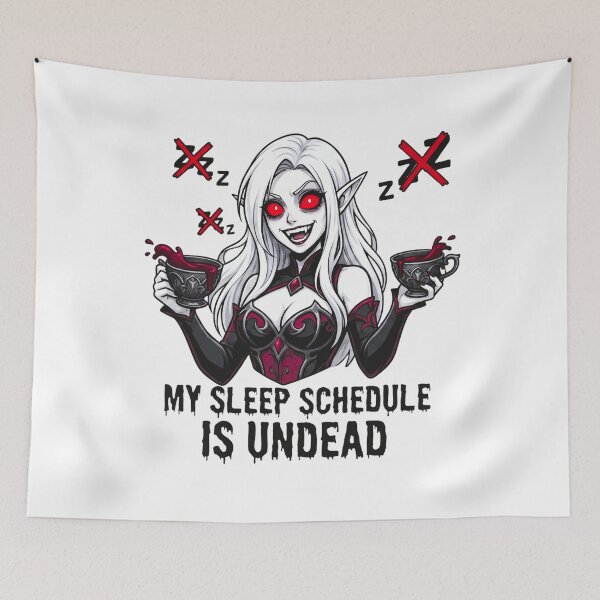 Item preview, My Sleep Schedule Is Undead: Caffeinated Vampire designed and sold by SkinnyFlatWhite.