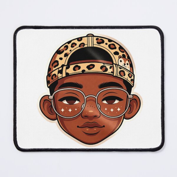 Item preview, Boho Afro Boy Leopard Glasses Melanin Pride designed and sold by GrumpySableye.