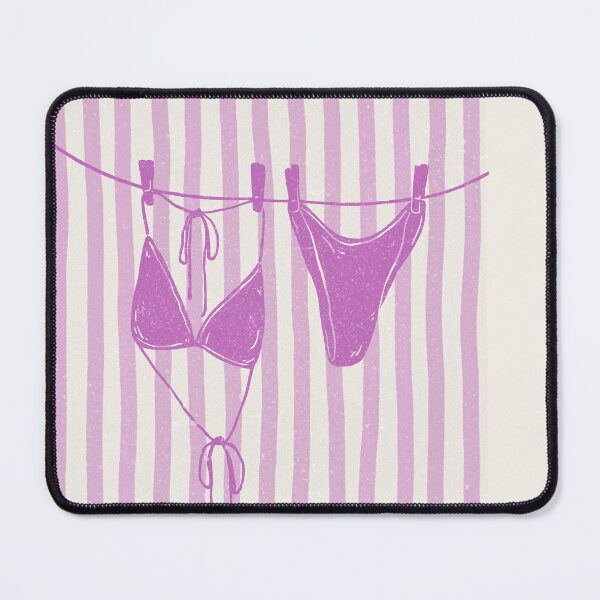 Item preview, purple duotone vintage texture blue stripe bikini on a clothes line designed and sold by jessicaleah15.