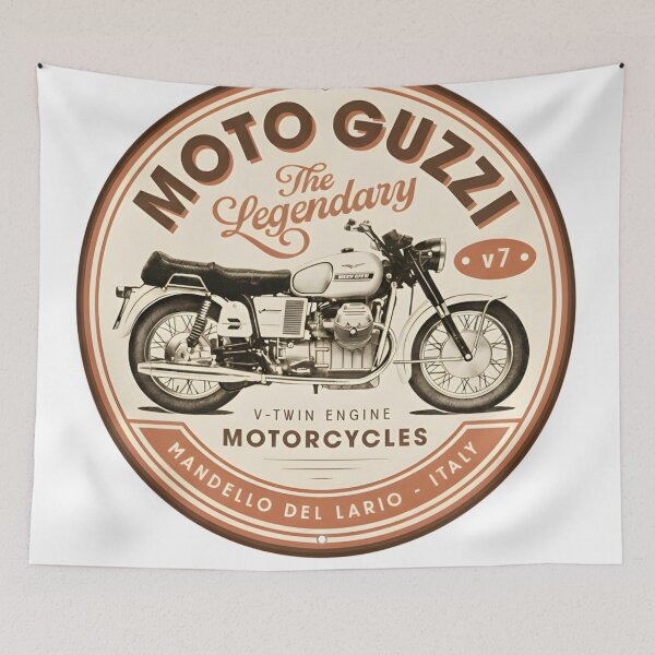 Item preview, Vintage Moto Guzzi V7 Legendary Motorcycle Tin Sign Design designed and sold by CharlieDesings.