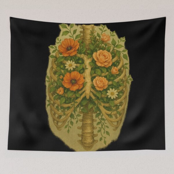 Item preview, Floral Ribcage with Lungs – Botanical Anatomy Aesthetic designed and sold by Mouraludia.