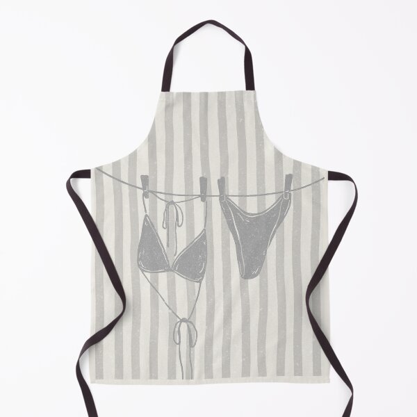 Item preview, grey duotone vintage texture blue stripe bikini on a clothes line designed and sold by jessicaleah15.