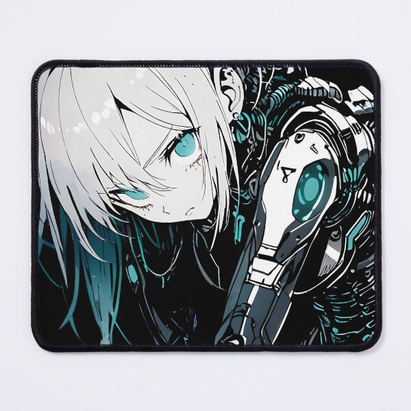 Item preview, ECHO: Monochrome Intense Teal Glare | Cute Cyberpunk Anime Girl designed and sold by Sytrics.