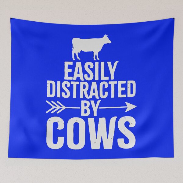 Item preview, Easily Distracted By Cows, Cow, Aesthetic, Funny Cow, Farm Love, Humorous Saying designed and sold by DesignDenDo ⭐⭐⭐⭐⭐.