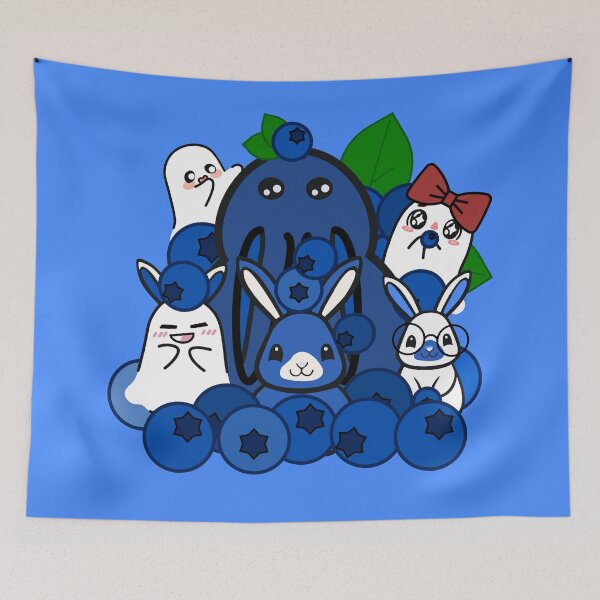 Item preview, Giant Blueberry Bunny - Cute Magical Rabbit & Tiny Ghost Friends designed and sold by Kanniax.