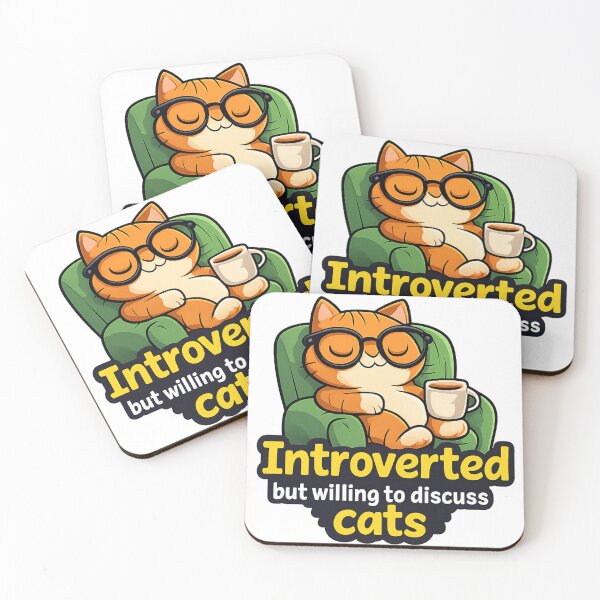 Item preview, Funny Introvert Cat Quote – Cozy Coffee Cat Design designed and sold by karimhaddad.